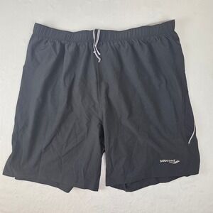 Saucony Mens XL Black Running Shorts Athletic Performance 80325-BK Training